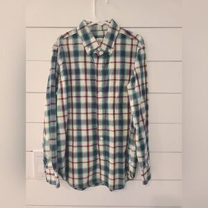 GAP Boys Green and Blue Plaid Button Down Shirt
